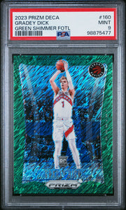 Gradey Dick - 2023 Panini Prizm Deca Green Shimmer Fotl PSA 9