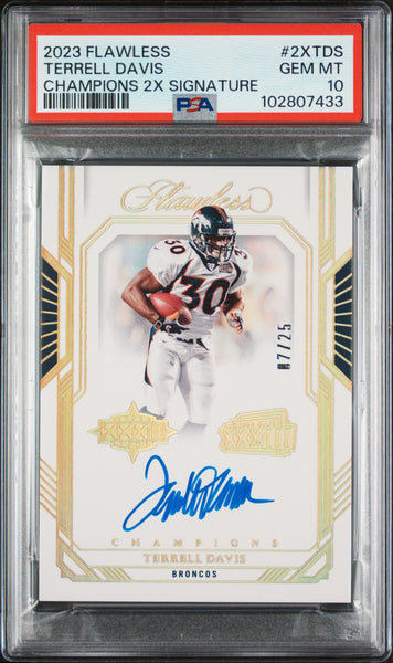 Terrell Davis - 2023 Panini Flawless Champions 2X Signatures PSA 10