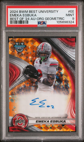 Emeka Egbuka - 2024 Bowman Best U Best Of 2024 Autographs Org Geometric PSA 9