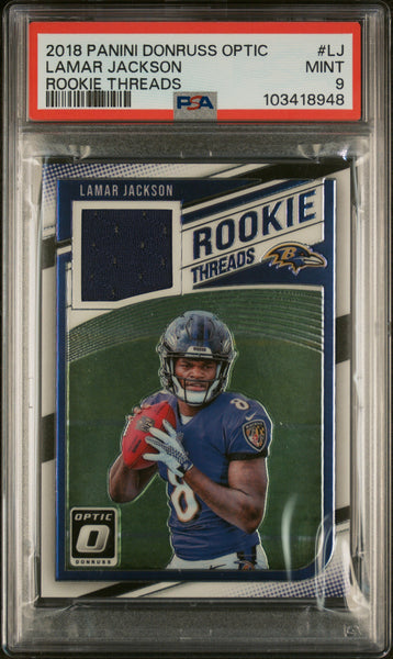 Lamar Jackson - 2018 Panini Donruss Optic Rookie Threads PSA 9