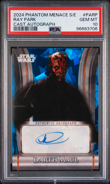 2024 Topps Chrome Sapphire Star Wars Auto Ray Park PSA 10