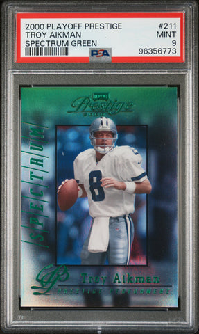 Troy Aikman - 2000 Playoff Prestige Spectrum Green PSA 9