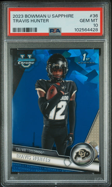 Travis Hunter - 2023 Bowman University Chrome Sapphire PSA 10