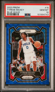 Tyrese Maxey - 2023 Panini Prizm Blue Wave PSA 10