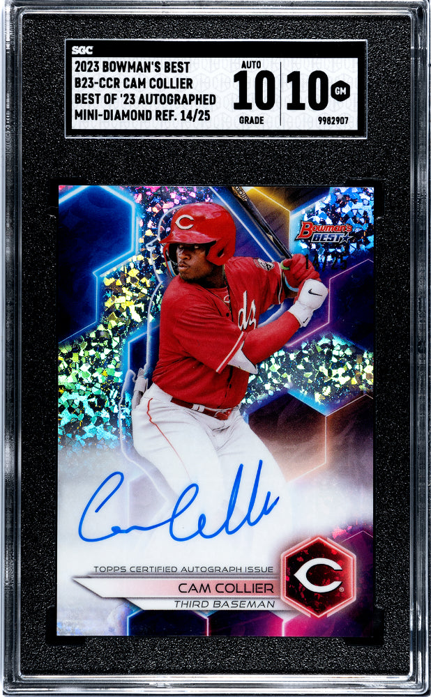 Cam Collier 2023 Bowman's Best Of Autograph Mini Diamond Refractor SGC 10 14/25