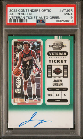 Jalen Green - 2022 Panini Contenders Optic Veteran Ticket Autographs Green PSA 9