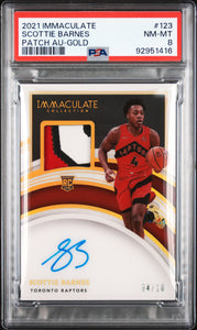 Scottie Barnes 2021 Panini Immaculate Gold RPA Patch Auto PSA 8 04/10 JSY #