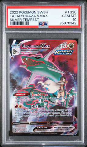 Pokemon TCG Rayquaza Vmax Fa #TG20 Silver Tempest PSA 10