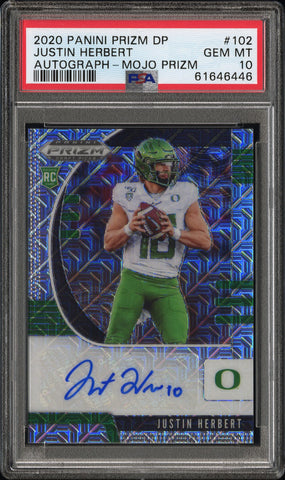 Justin Herbert - 2020 Panini Prizm Draft Picks Autograph Mojo PSA 10