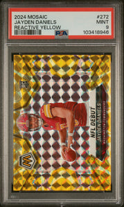 Jayden Daniels - 2024 Panini Mosaic Reactive Yellow PSA 9