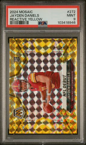 Jayden Daniels - 2024 Panini Mosaic Reactive Yellow PSA 9