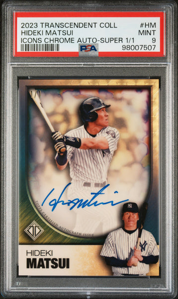 Hideki Matsui - 2023 Topps Transcendent Icons Chrome Autographs Super 1 1 PSA 9