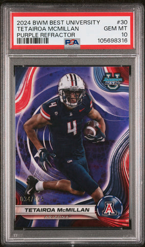 Tetairoa Mcmillan - 2024 Bowman Best University Purple Refractor PSA 10