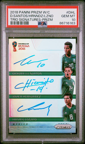 Lozano Hernandez D. Santos - 2018 Panini Prizm World Cup Trio Signatures PSA 10