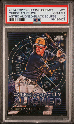 Christian Yelich 2024 Topps Chrome Cosmic Black Eclipse /10 PSA 10