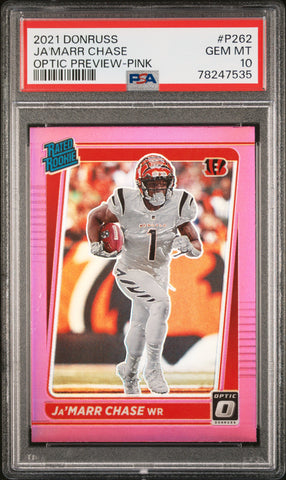 Ja'marr Chase - 2021 Panini Donruss Optic Preview Pink PSA 10