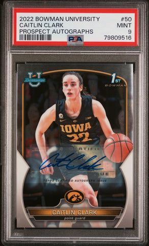 Caitlin Clark - 2022 Bowman Chrome University Prospect Autograph PSA 9