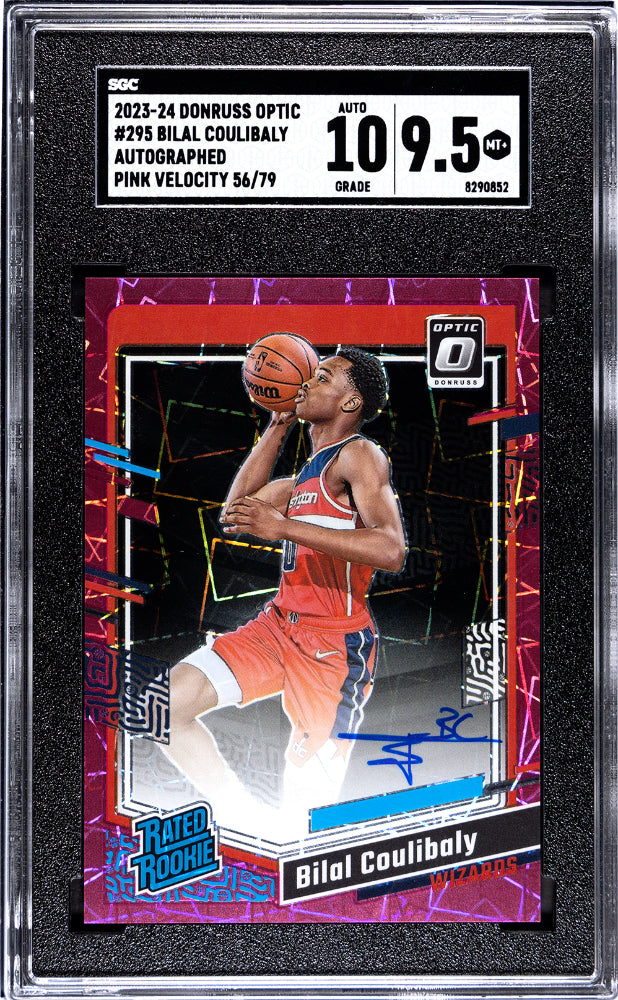 Bilal Coulibaly - 2023 Donruss Optic Autograph Pink Velocity Prizm SGC 9.5