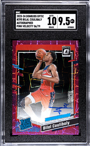 Bilal Coulibaly - 2023 Donruss Optic Autograph Pink Velocity Prizm SGC 9.5