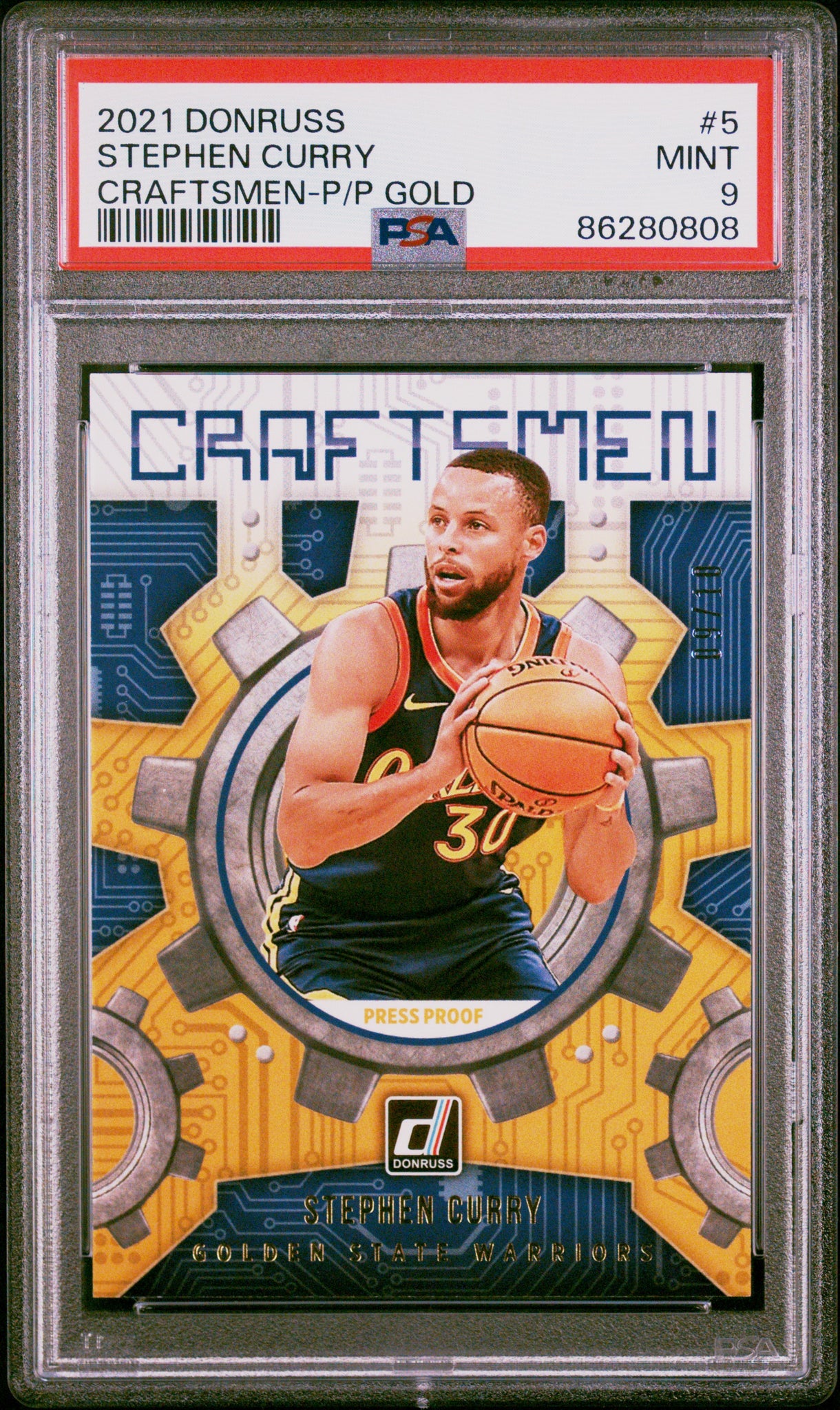 Stephen Curry - 2021 Panini Donruss Craftsmen Gold PSA 9