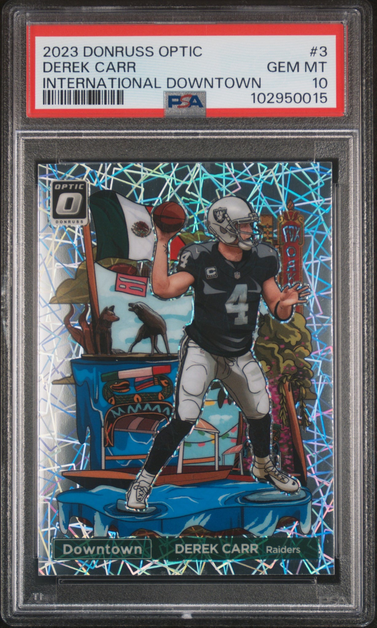 Derek Carr - 2023 Panini Donruss Optic International Downtown PSA 10