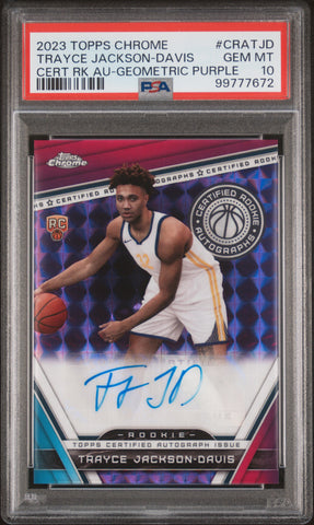 Trayce Jackson-Davis - 2023 Topps Chrome Certified Rookie Auto Geometric Purple PSA 10