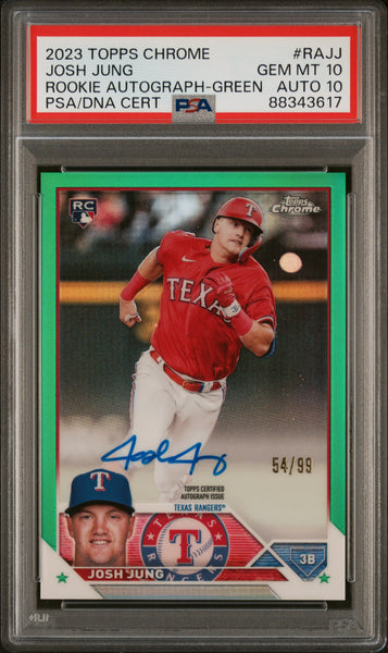 Josh Jung - 2023 Topps Chrome Rookie Autograph Green Ref PSA 10
