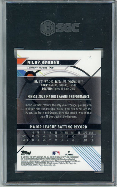 RILEY GREENE - 2023 Baseball Topps Finest Rose Gold Rookie 49/75 SGC 10