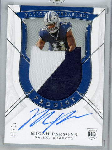 MICAH PARSONS - 2021 Football National Treasures "Prodigy" Rookie Patch Auto 79/99