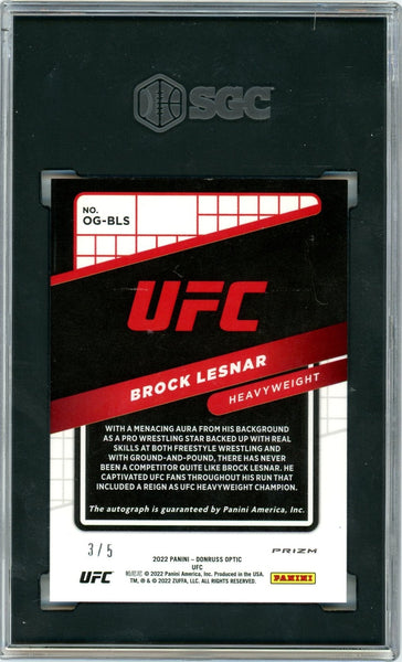 BROCK LESNAR - 2022 UFC Optic Opti-Graphs Green Auto 3/5 SGC 9.5