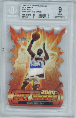 DWYANE WADE - 2004-05 Basketball Fleer Showcase Hot Hands Patch Logoman 48/50 BGS 9