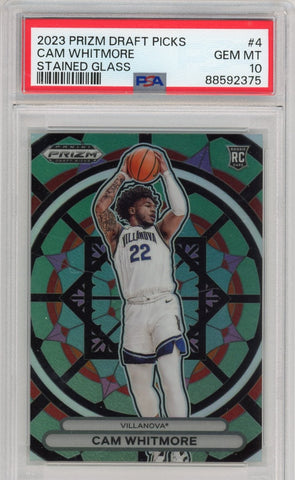 CAM WHITMORE - 2023 Basketball Prizm Draft "Stained Glass" Rookie PSA 10