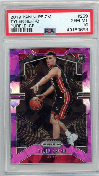 TYLER HERRO - 2019-20 Basketball Prizm Purple Ice Rookie 37/149 PSA 10