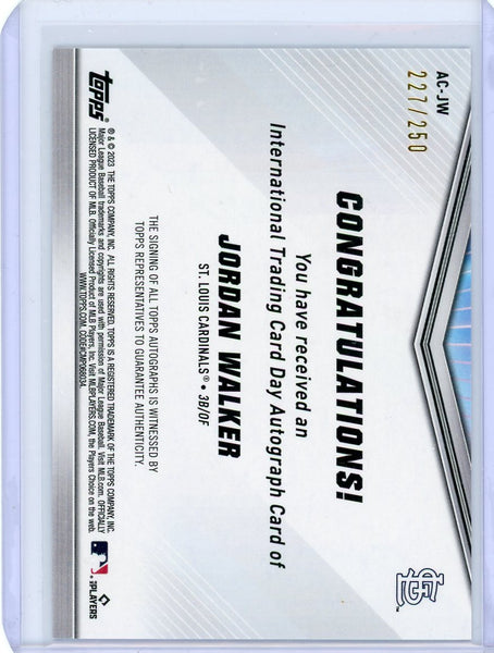 JORDAN WALKER-2023 Baseball International Trading Card Day RC Auto 227/250