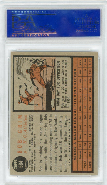 BOB GRIM-1962 Baseball Topps PSA 8