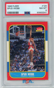 SPUD WEBB - 1986 Basketball Fleer PSA 8