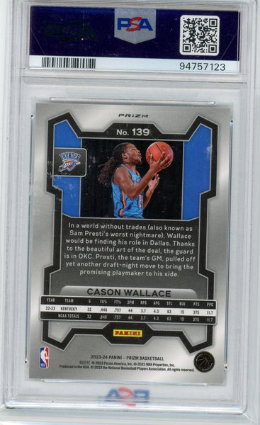 CASON WALLACE - 2023-24 Basketball Prizm Silver Rookie PSA 10