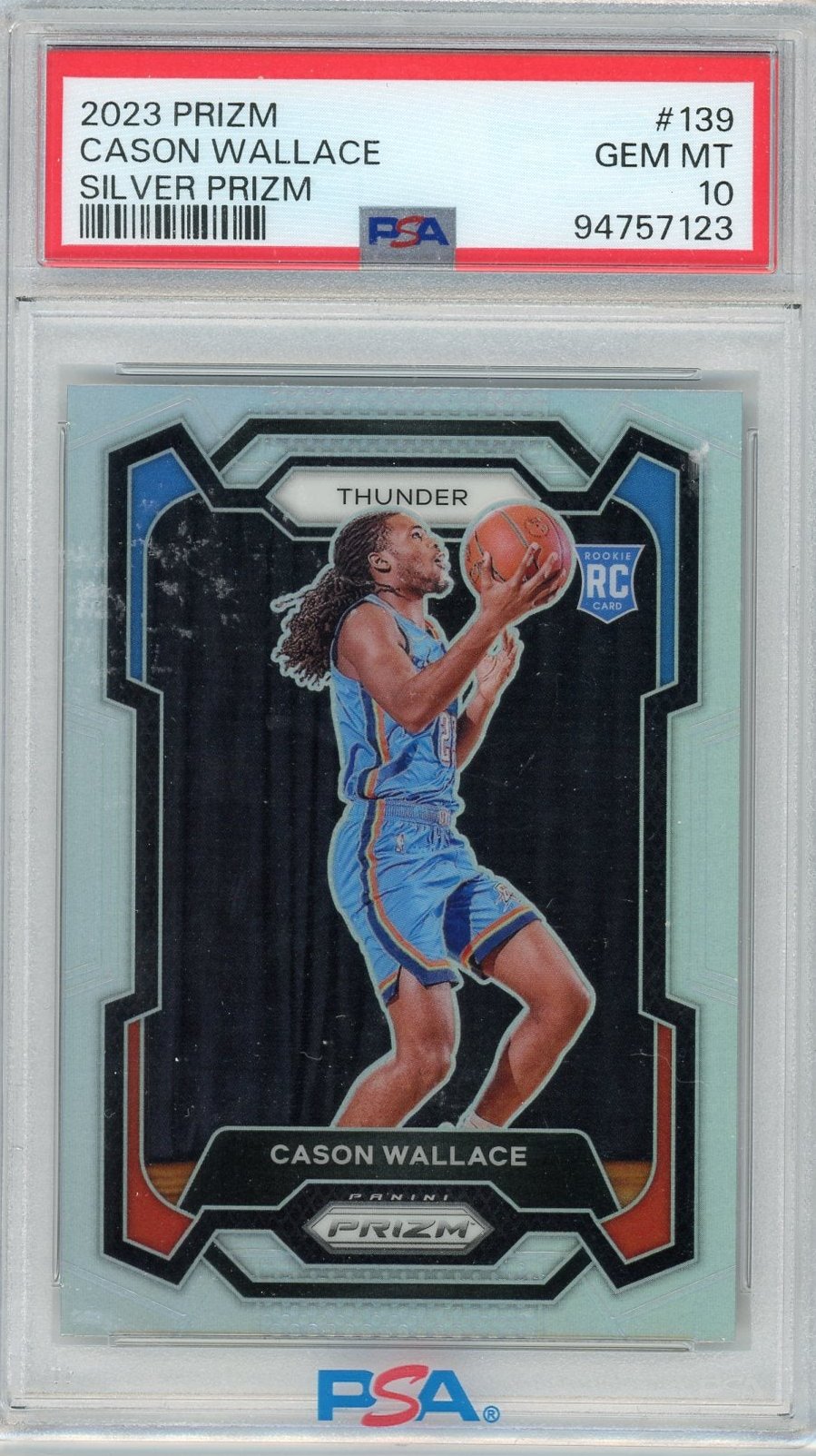 CASON WALLACE - 2023-24 Basketball Prizm Silver Rookie PSA 10