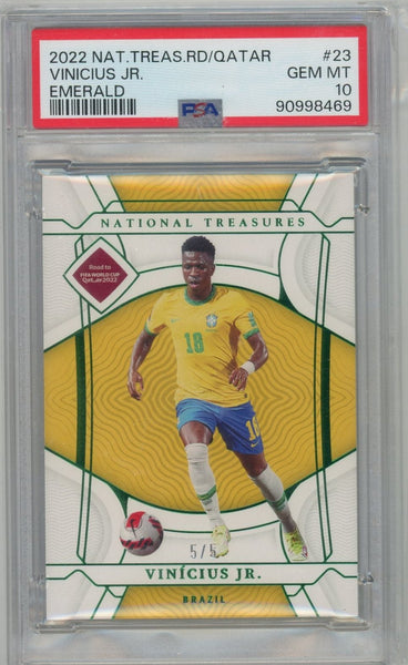 VINICIUS JR - 2022 Soccer National Treasures Emerald 5/5 PSA 10