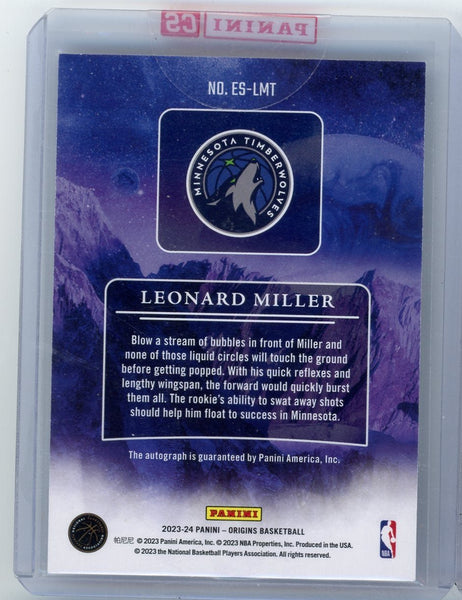 LEONARD MILLER - 2023-24 Basketball Origins Purple "Elevation" Auto Rookie 5/18