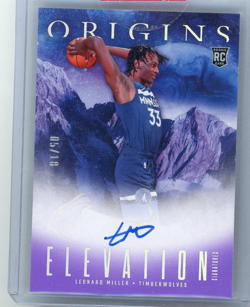 LEONARD MILLER - 2023-24 Basketball Origins Purple "Elevation" Auto Rookie 5/18