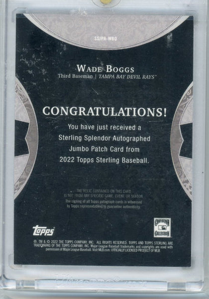 WADE BOGGS - 2022 Baseball Sterling Patch Auto 2/3