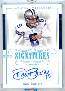 DAN BAILEY - 2017 Football National Treasures "Signatures" 1/1 Auto