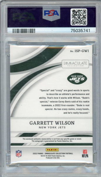 GARRETT WILSON - 2022 Football Immaculate Rookie Patch Auto 32/99 PSA 9