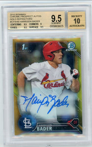 HARRISON BADER - 2016 Baseball Bowman Chrome Prospects Auto Gold Refractor 48/50 BGS 9.5