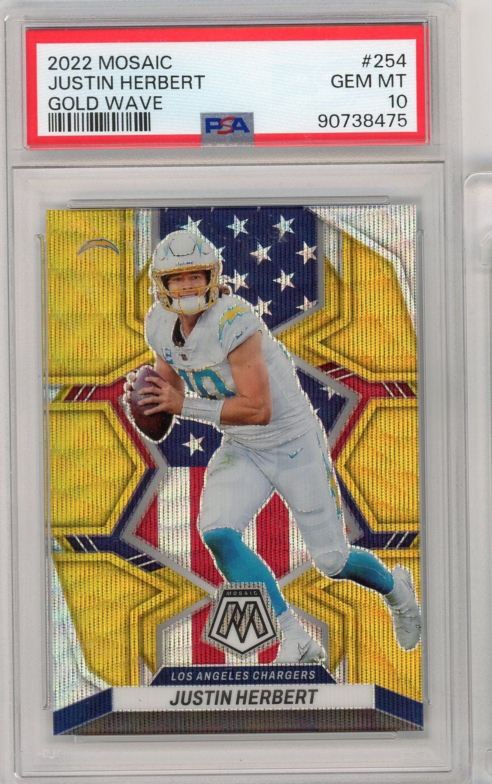 JUSTIN HERBERT - 2022 Football Mosaic Gold Wave 15/17 PSA 10