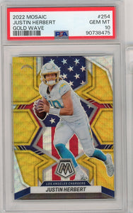 JUSTIN HERBERT - 2022 Football Mosaic Gold Wave 15/17 PSA 10