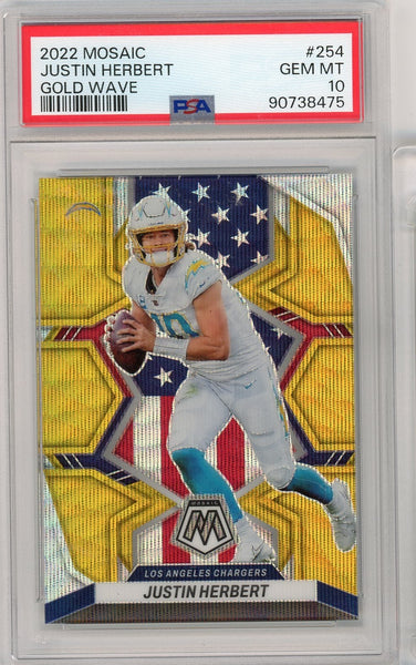 JUSTIN HERBERT - 2022 Football Mosaic Gold Wave 15/17 PSA 10