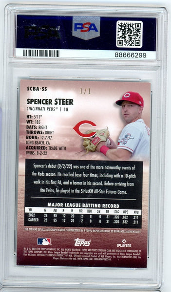 SPENCER STEER - 2023 Baseball Stadium Club Gold Auto 1/1 PSA 8