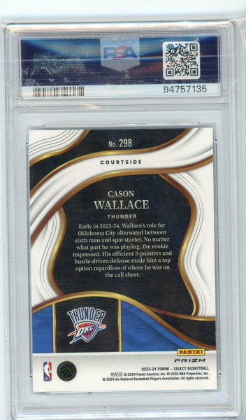 CASON WALLACE - 2023-24 Basketball Select Zebra Courtside Rookie PSA 9